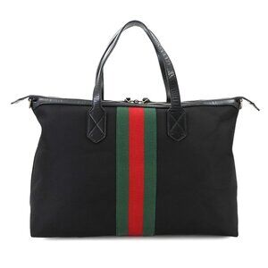 GUCCI Duffle Tote Shoulder Bag Nylon canvas Black 359261 Sherry Line 90272703